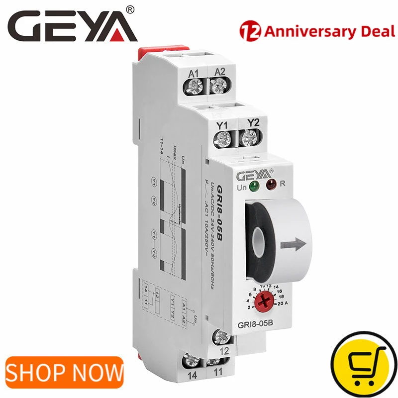 New Geya Gri805 Dc Current Relay Straightthrough 2a20a Ac24v240v
