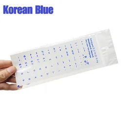 Transparent Korean Keyboard Stickers - Black & White Alphabet Labels for Laptop and PC Protection (Korean - Blue)