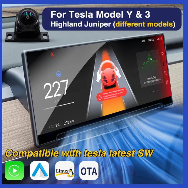 จอแสดงผลแบบ Head-Up Display รุ่น Model 3 Hud สำหรับ Tesla Y Juniper  หน้าจอแสดงผลบนกระจกหน้ารถ  ช่องแอร์  หน้าจอแสดงผลด้านหน้า  กล้องมองหลัง  จอภาพสำหรับคนขับ 1