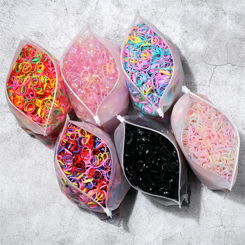 500/1000 stücke Einweg Kleine Gummiband für Kinder Bunte Elastische Haarbänder Mädchen Stirnband Pferdeschwanz Halter Haar Zubehör – Detail 6