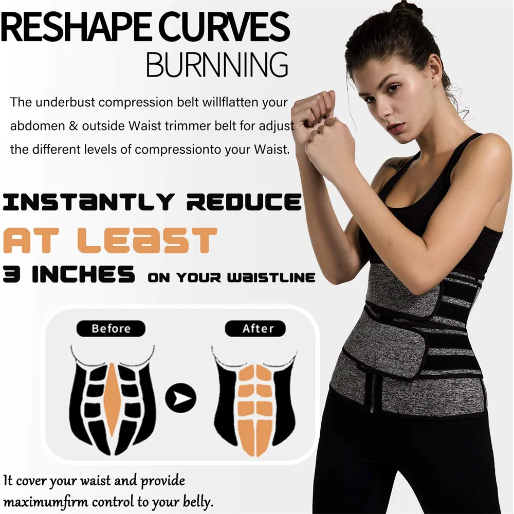 1PC Fitness Waist Corsets Trainer Trimmer Belt Slimming Body Shaper For Weight Loss Sauna Sweat Girdle Workout Fat Burner