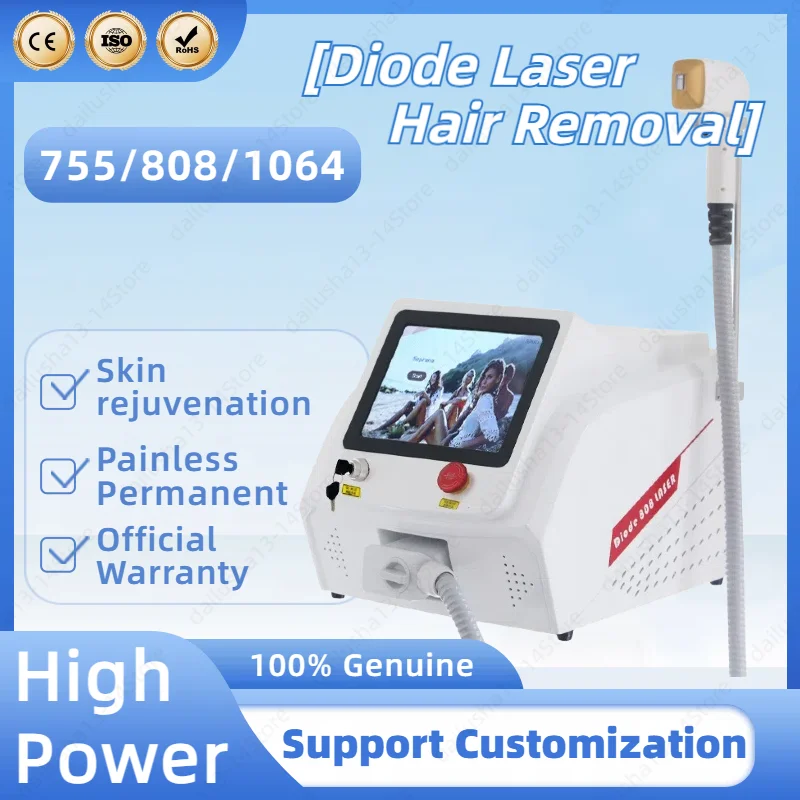 Diode Laser Hair Removal Professional Machine Newest 755nm 808nm 1064nm Care Facial Body Hair Removal Cooling 3 Wavelength