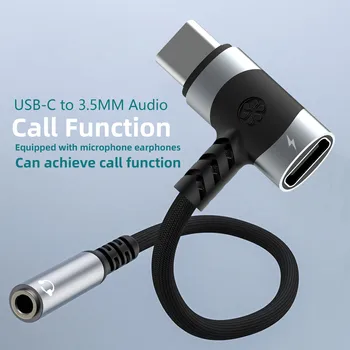 USB C to 3.5mm earphones and charger adapter 2-in-1 C-type to Aux microphone jack, with PD 100W fast charging encryption dongle.