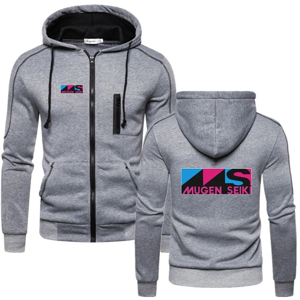 Mens Hooded Jacket Mugen Seiki Men Solid Color Hoodies Spring Autumn Casual Streetwear Hooded Sweatshirts Sports Outdoor Pullovers Loose Tops