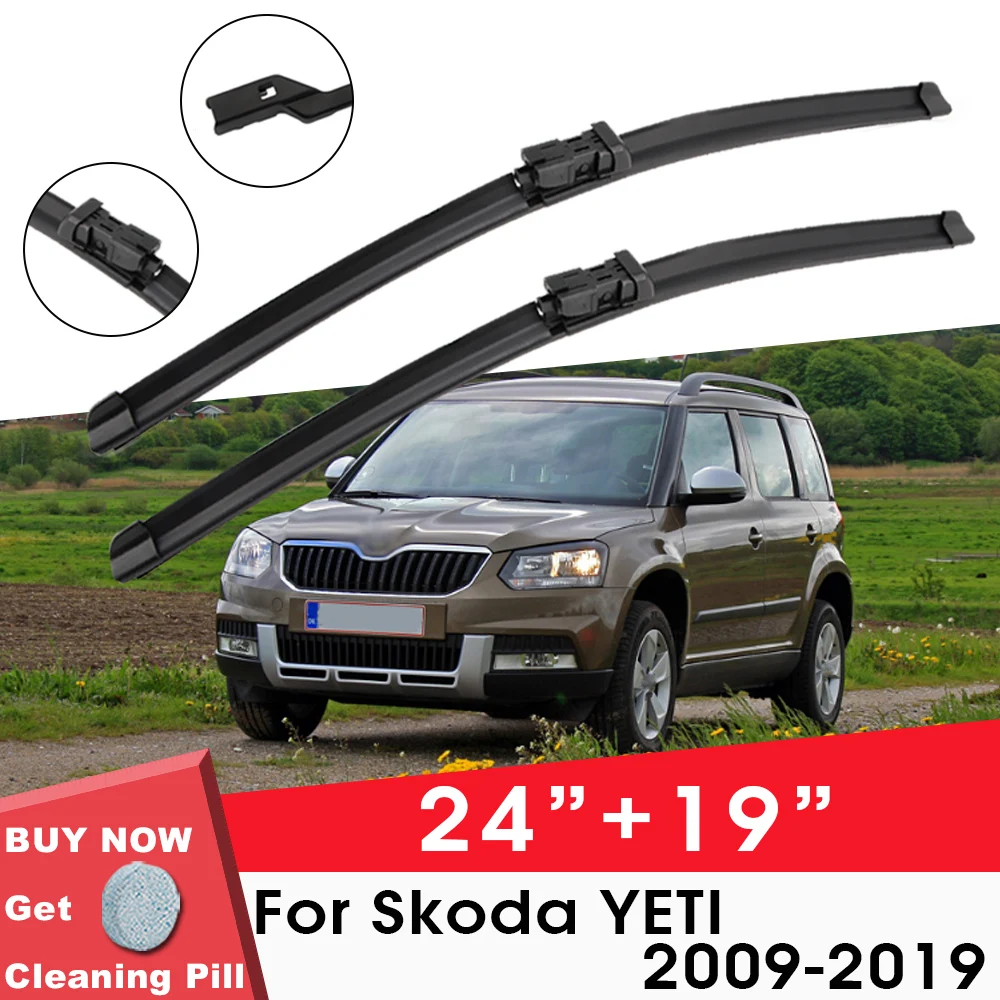 

Car Wiper Blade Front Window Windshield Rubber Silicon Gel Refill Wiper For Skoda YETI 2009-2019 24"+19" Car Accessories