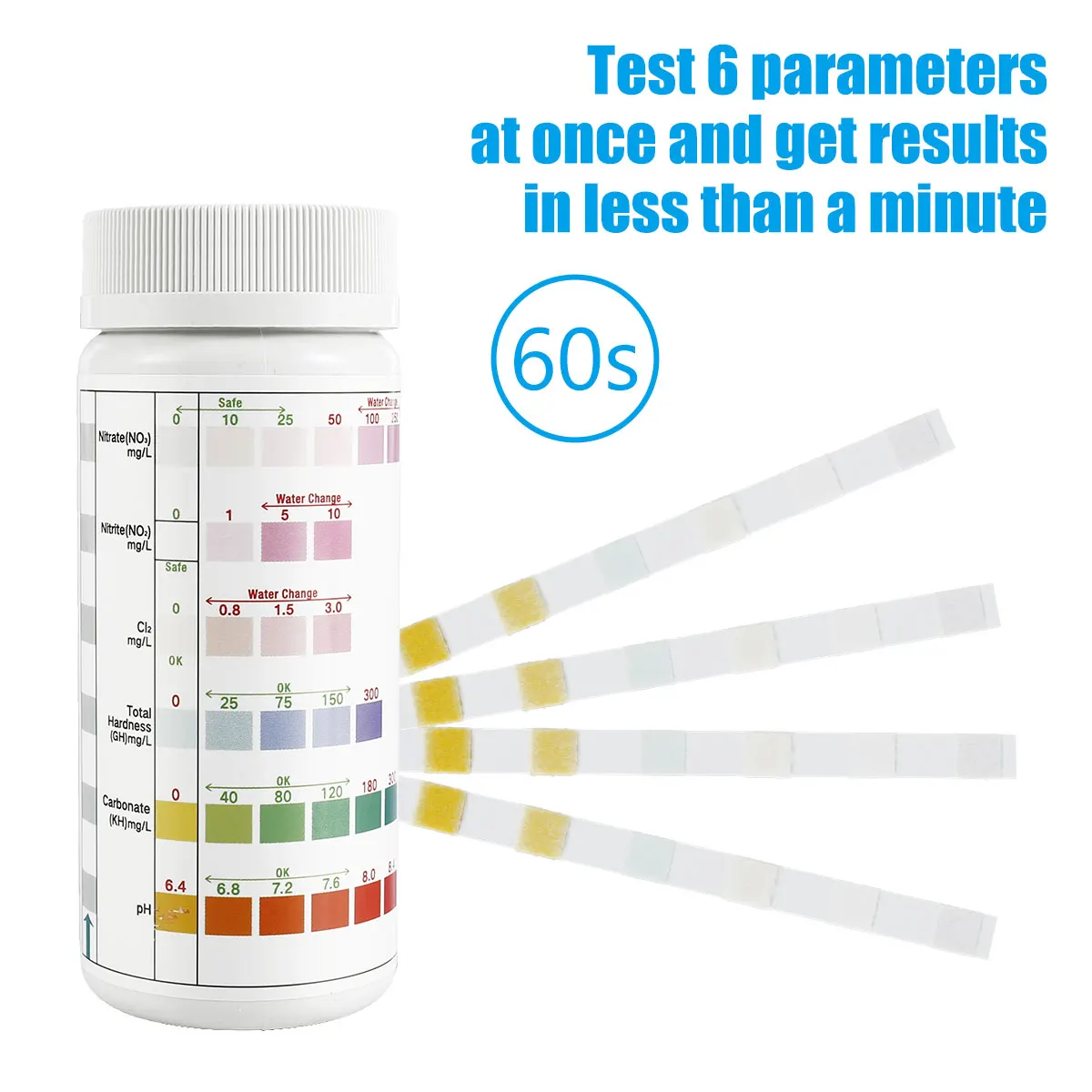 Aquarium Test Strips 5/6/7 in 1 Fish Tank Test Kit Freshwater Saltwater Aquarium Water pH Strips Kit for Total 100Pcs aquarium test strips