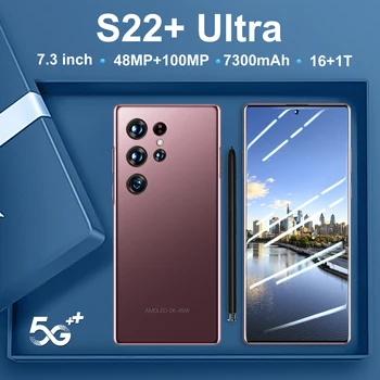 Alternative view of S22+Ultra Global Version 5G Smartphone 16GB RAM+1TB ROM 7.3Inch 4G Andriod Cell Phone Unlock Mobilephone 7300mAh Cellphones