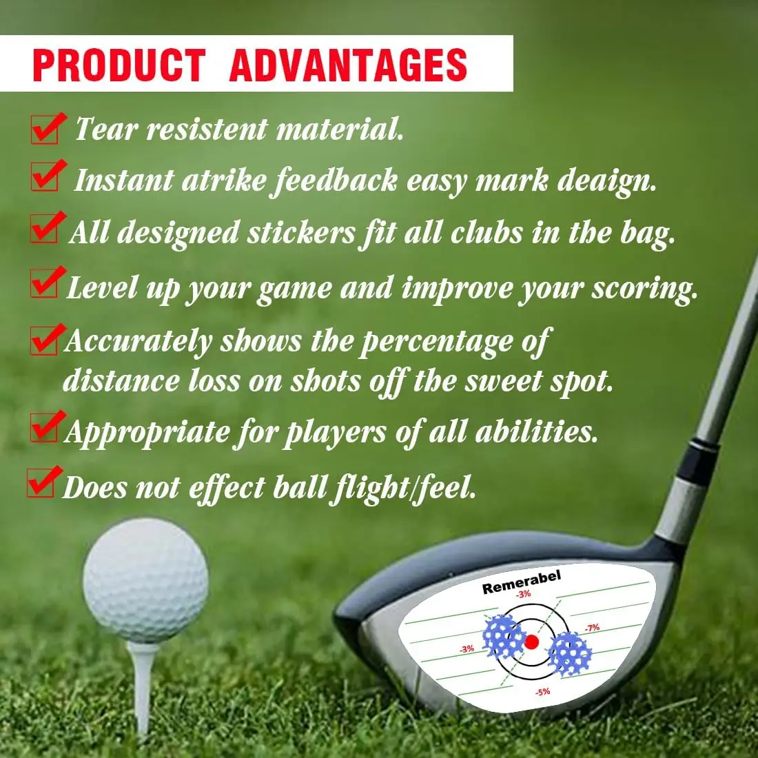 Golf Driver Impact Tape Set Labels 150Pcs Self Teaching and Consistency Analysis Training Aids Target Stickers
