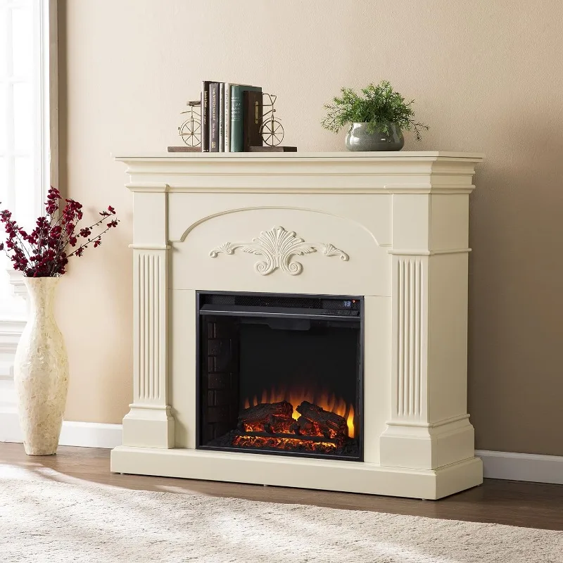 

Electric heater Traditional Style Electric Fireplace, 44.75" W x 14" D x 40.25" H, Ivory