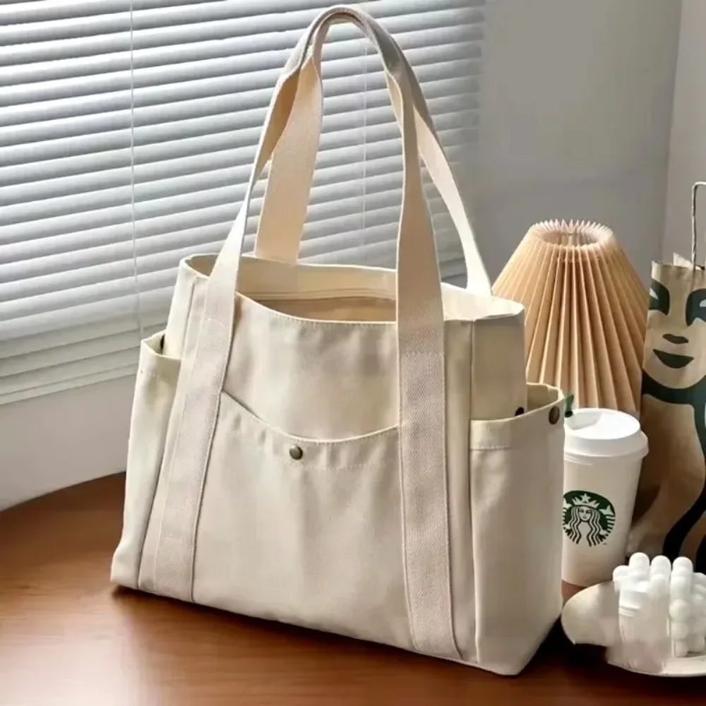 2025 Now Large Capacity Canvas Tote Bags for Work Commuting Carrying Bag College Style Student Outfit Book Shoulder Bag