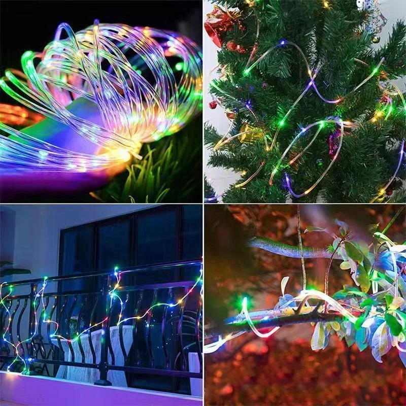 Solar Rope Lights Solar LED Light Path Deck Outdoor Garden Solar String Lights Waterproof Outdoor Lighting Strips 8 Light Modes