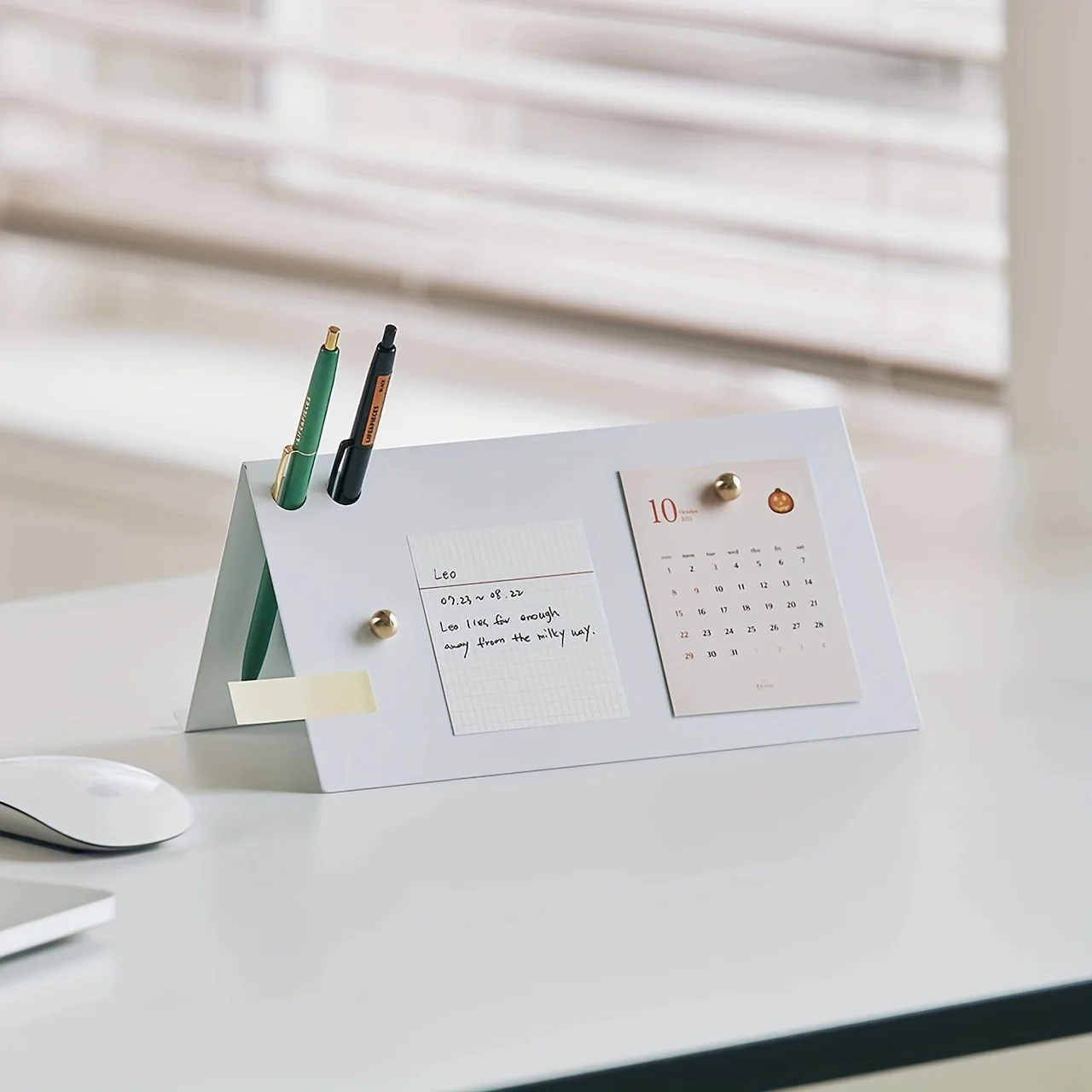 Portable Freestanding White Display Board with Integrated Message Board and Pen Holder