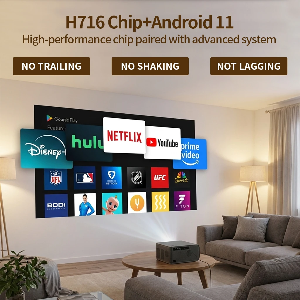 프로젝터 2500ANSI LM 풀HD 1920*1080P HDR10+ 8K 비디오 지원 구글 플레이 Wifi6 BT5.4 하이파이 스피커 홈시어터 오토포커스