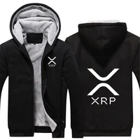 2025 Autumn Winter Mens Cryptocurrency Ripple XRP Logo Print Personality Patchwork Long Sleeve Cold Prevention Thickened Hoodies 1
