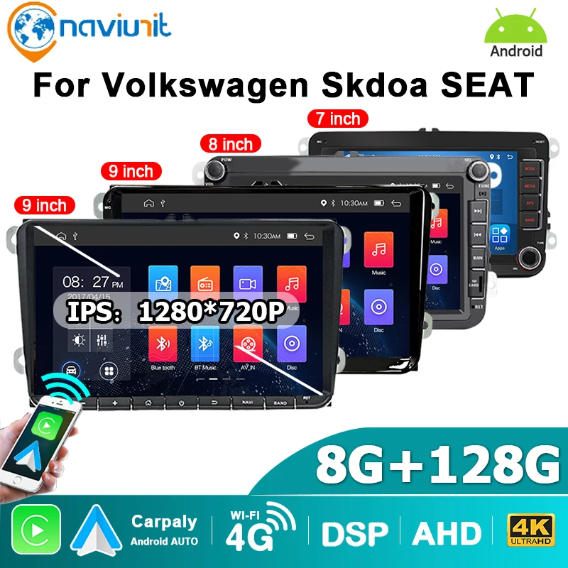 Kabelloses Carplay Android 15 Auto-Radio Multimedia GPS für VW Volkswagen Skoda Octavia Golf 5 6 Touran Passat B6 Polo Jetta