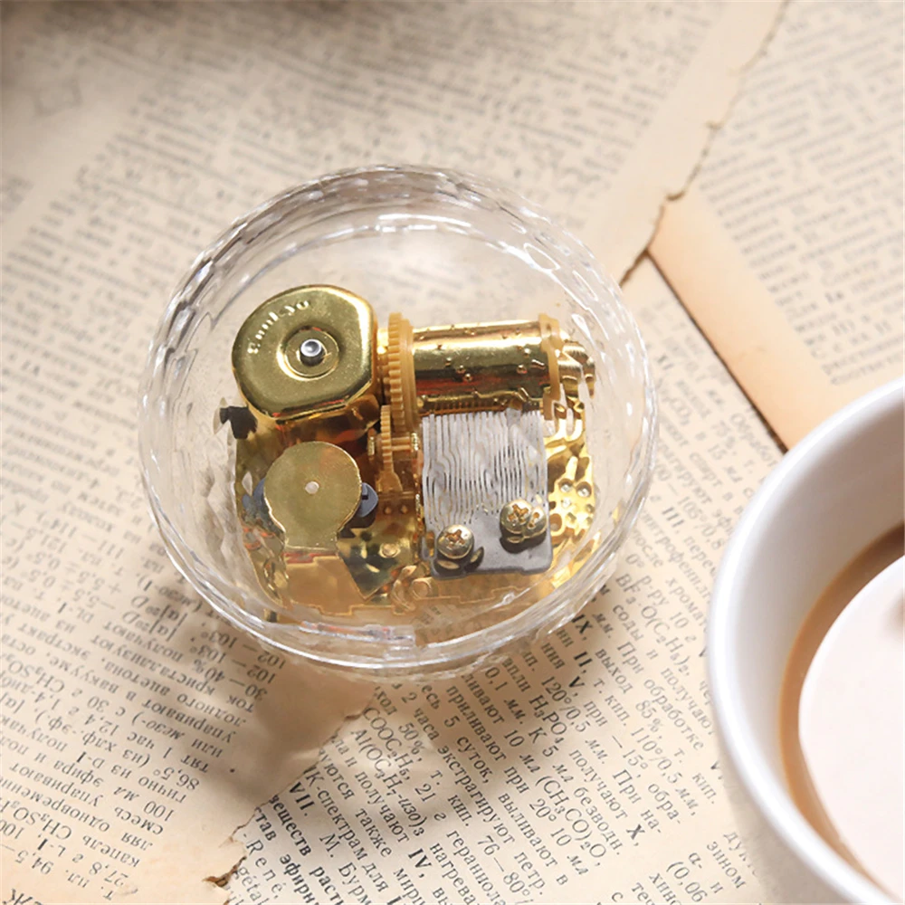 Mini Acrylic Transparent Wind-up Music Box Metal Music Movement You Are My Sunshine Couple's Birthday Present Mother's Day Gift