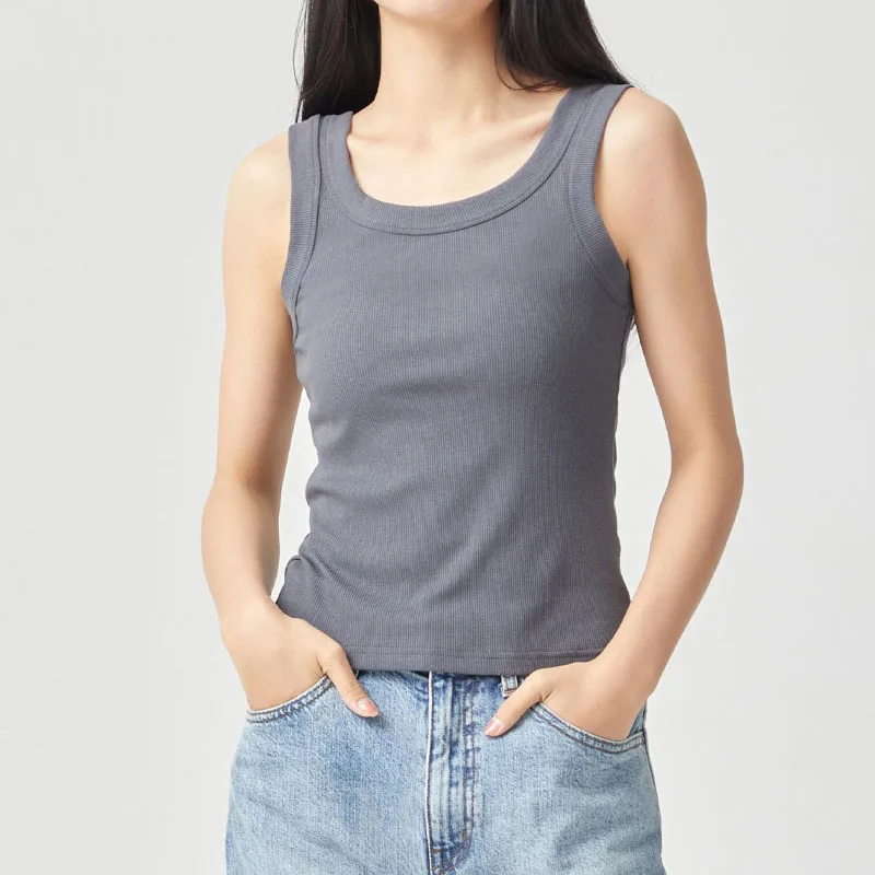 Wide Strap Scoop Neck Cotton Tank Top Women Slim Summer Tops M-XL ...