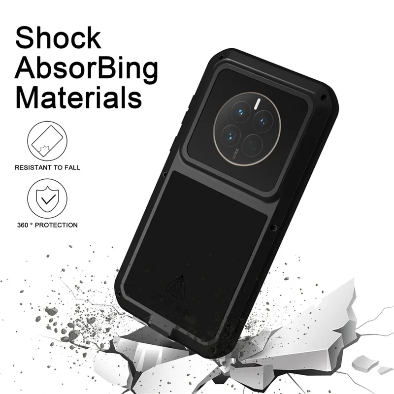 Love Mei Phone Case Silicone Military Grade Metal Protective Cover Shockproof and Dustproof for Huawei Mate 50 Pro Mate40 Mate30
