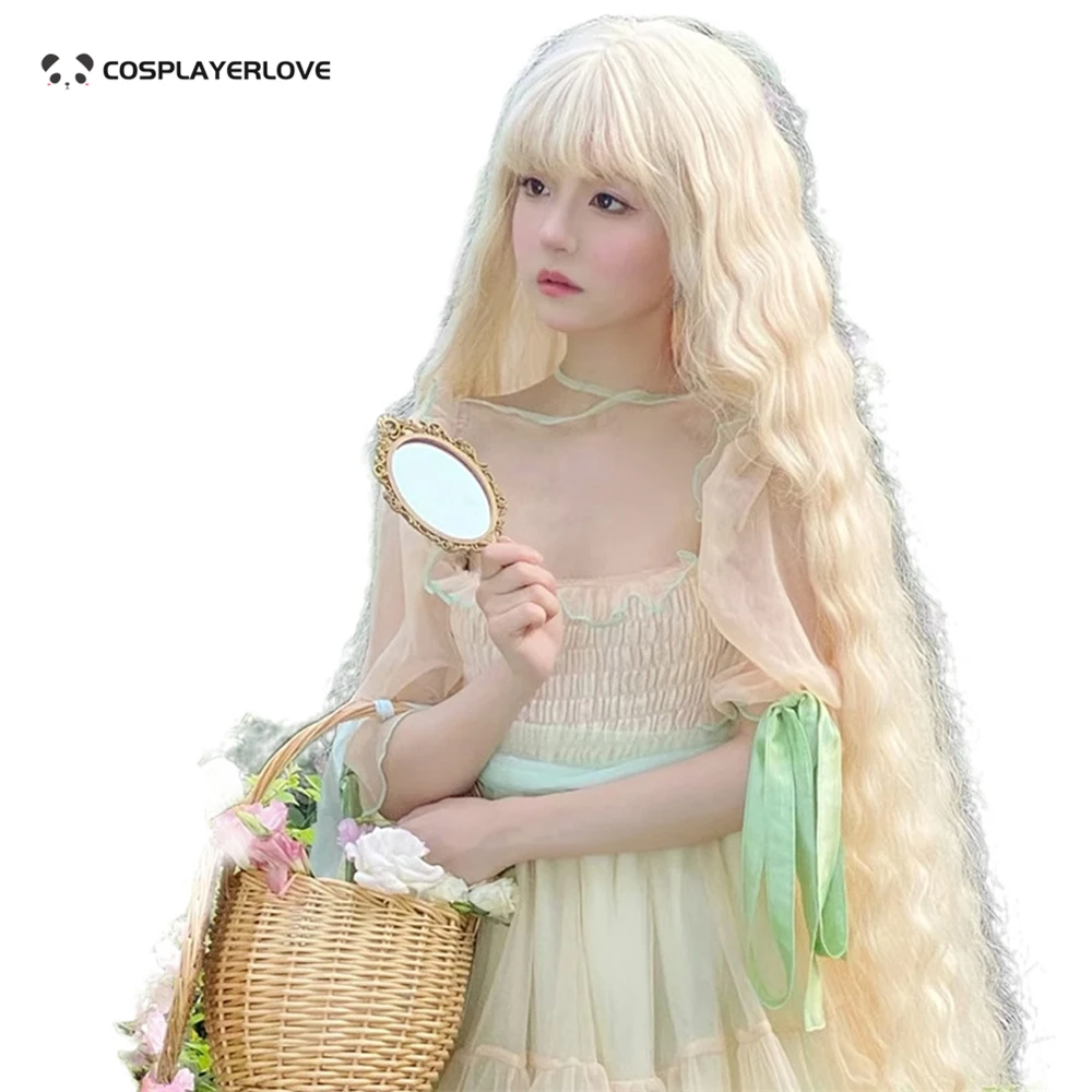 

Long lolita Extra long Water Ripple tacos light white gold Headwear for Cosplay Halloween Carnival