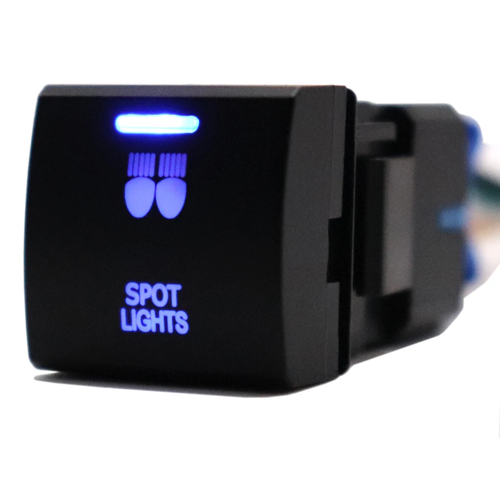 

Spot Lights Dash Push Button Switch 12V ON/OFF Blue LED 22mm x 22mm for Toyota Land Cruiser Prado 150 RAV4 Camry Hiace Altis