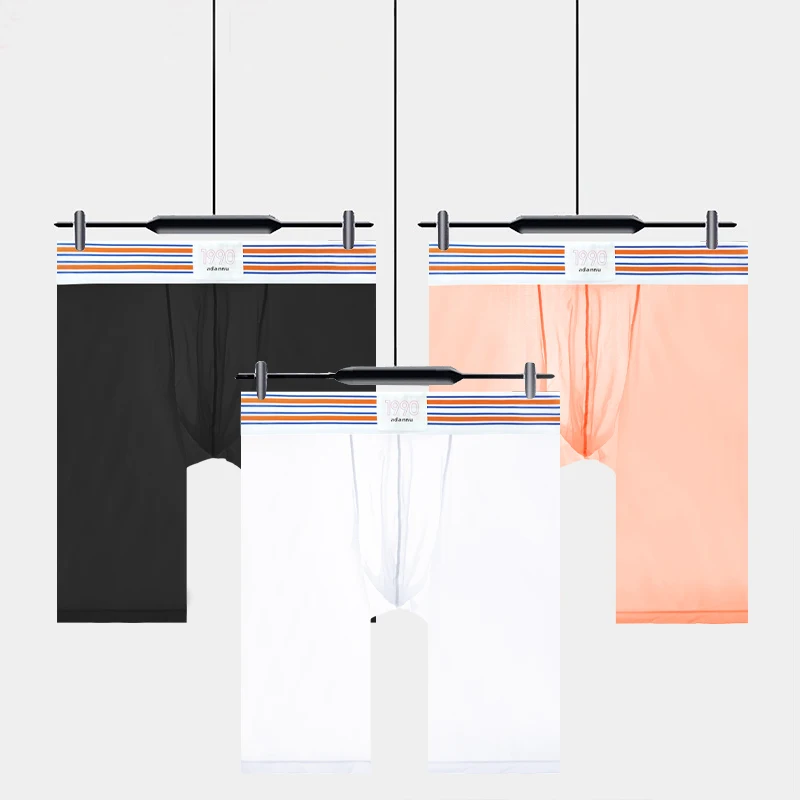 1/2/3PCS Men's Ice Silk Boxers Transparent Boxers 0.01 Ultra-thin Fabric See Through Underpants Seamless Underwear Boxer Shorts_voghion.com