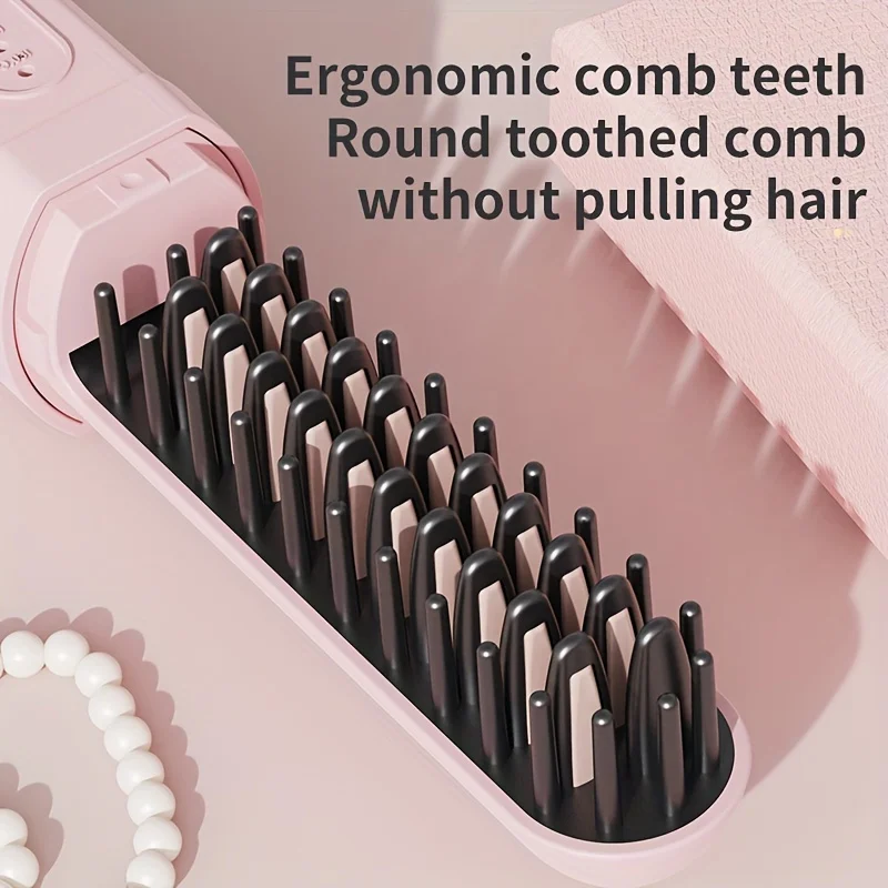 2 in 1 Electric Hot Heating Comb Hair Straightener Curler Wet Dry Hair Iron Straightening Brush Styling Too