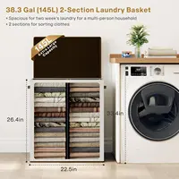 Luxury Double Laundry Hamper with Lid and Removable Laundry Bags, Large Hamper for Laundry, Laundry Basket 2 Sections 2