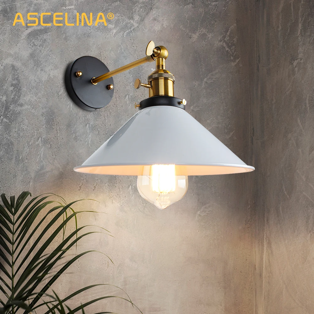 Vintage Wall Lamp Retro Indoor Lighting Knob switch wall light Retro Black White cover Bedside Lamps E27 For Home Wall sconce