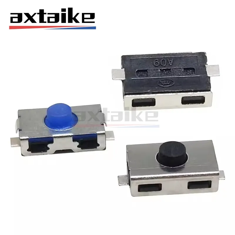 Sílica Gel Soft Button Keys Interruptor, 2Pin, NENHUM Micro Interruptor, Normalmente Fechado, Open Touch, SMD, Preto, Azul, 4x6x2.5mm, 3x6, 10Pcs