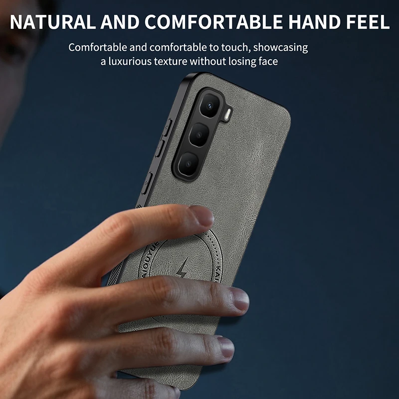 Magnetic Napa-Textured Silicone Leather Shockproof Bumper Case with MagSafe Compatibility