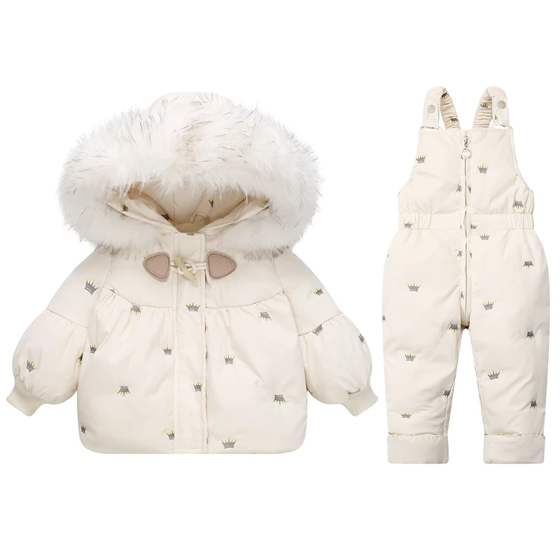 Girls Coat Winter Children`s Clothing Set 2Pcs Girl Down Jacket Snowsuit Overalls For Kids Toddler 1-4Y