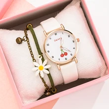 

Sweet Style Women Small Cherry Watches Designer Daisy Bracelet Fashion Ladies Quartz Wristwatches