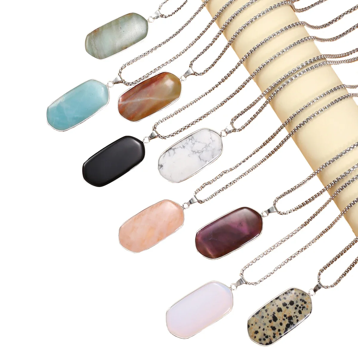 

5PCS Wholesale Natural Stone Crystal Agate Turquoise Charm Pendant Necklace Neutral Minimalist Style Jewelry Accessories Gift