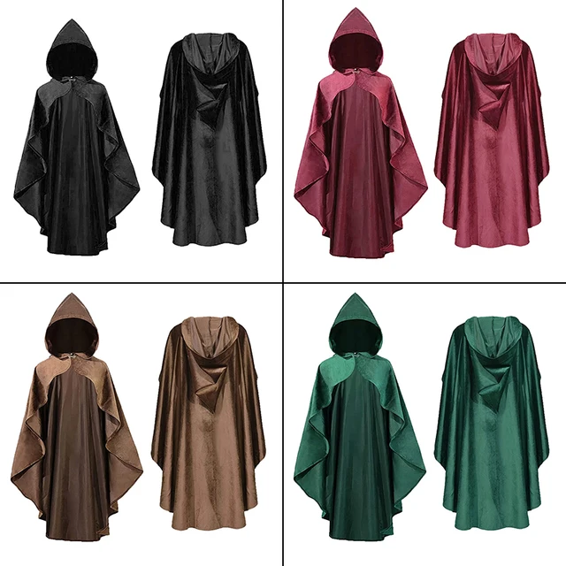 Capa con capucha de bruja pirata Vintage Medieval para mujer, Poncho de  terciopelo gótico Steampunk, abrigos, capa de Cosplay para fiesta de  Carnaval y Halloween – Los mejores productos en la tienda