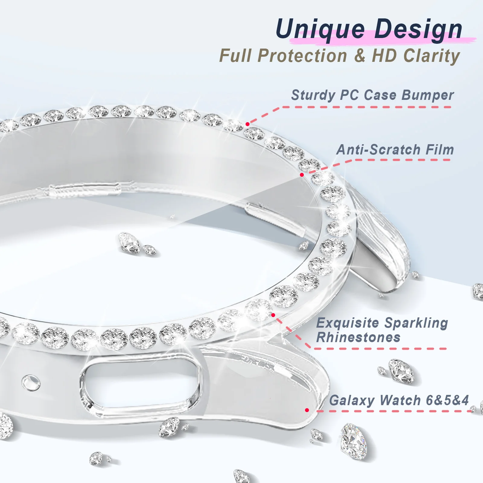 Bling Diamond Glass and Case Set with Screen Protector - Luxury Watch Accessory Cover