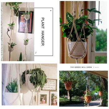 Handmade Macrame Plant Hanger Flower Pot Planter Hanger Wall Decor Courtyard Garden Hanging Planter Hanging Basket 2