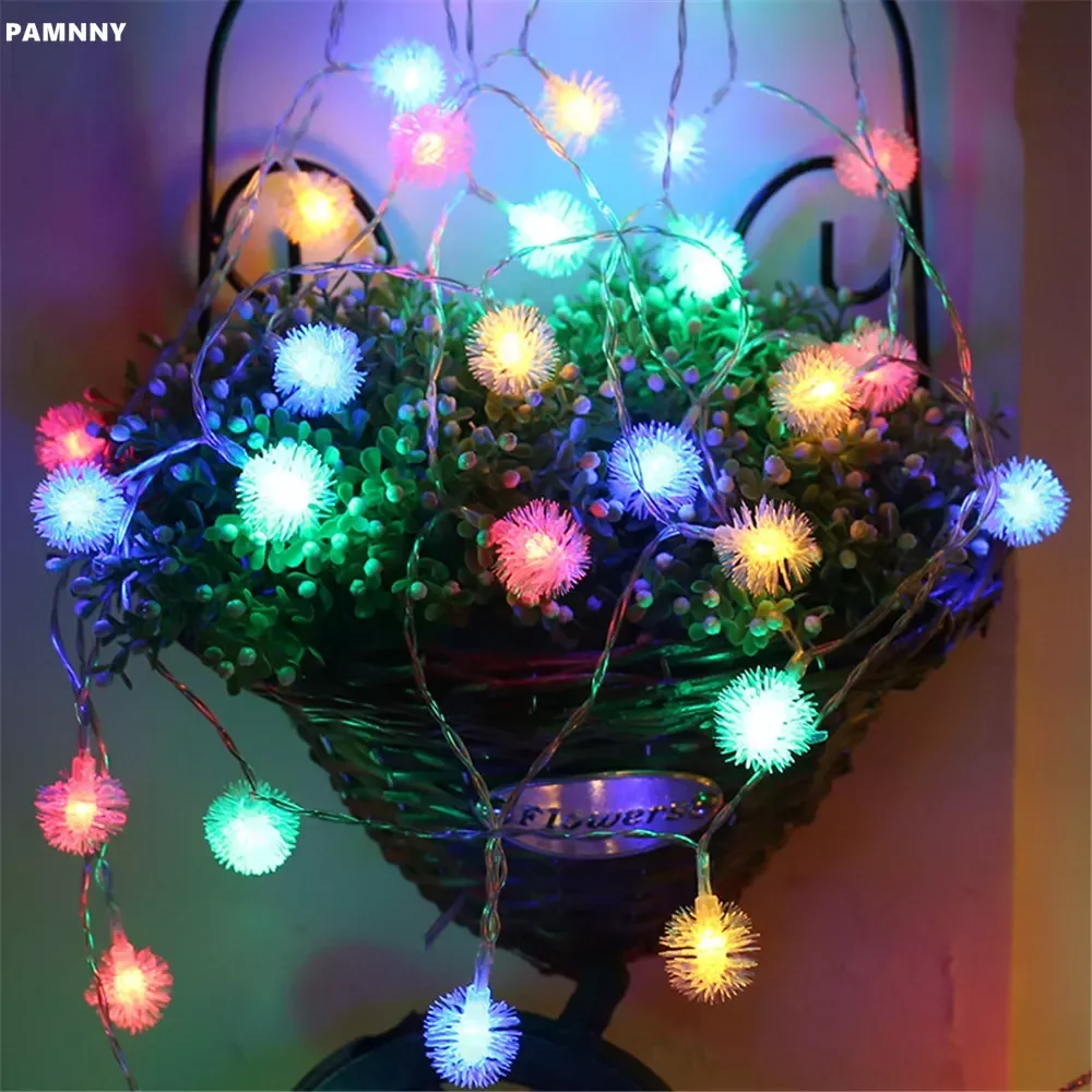 

Snow Ball LED Lights String Battery Powered Room Lamps 3M 6M Wedding Holiday Bedroom Decor Flower Garland Christmas Lights