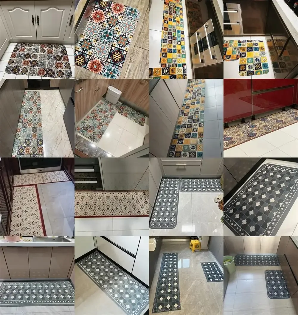 VIKAMA Bohemian Küchenteppich, Vintage, rutschfest, schmutzabweisend, Waschbar, Bodenmatte, Eingangsbereich, Flur, Türmatte, Heimdekoration – Detail 1