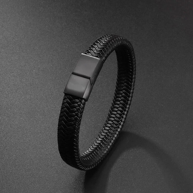 Men Handwoven Leather Bracelet With Metal Buckle leather bracelets,leather bracelet,woven bracelets,bangle bracelet