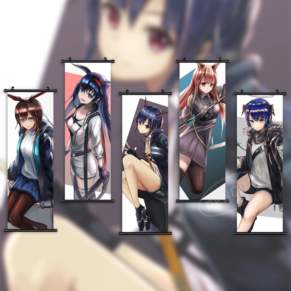 Canvas Home Decor Arknights Poster Print Mittima Pictures Blaze Wall Art Game Scroll Hanging Amiya Painting Comodino Sfondo