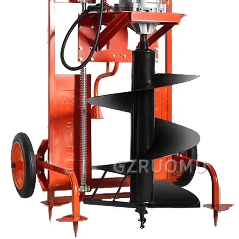 7.3KW Ground Drilling Digging Machine Tree Planting Digger 4Stroke Gasoline Punching Machine 225CC Pedal Type Drill Pile Driver
