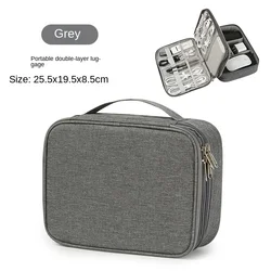 Compact Waterproof Travel Cable Organizer - Portable USB Charger and Storage Solution (Double layer gray)
