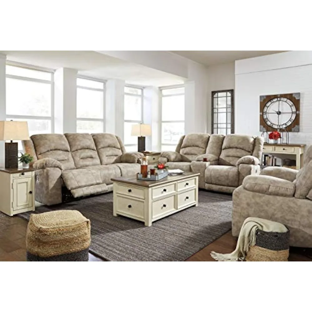 Bolanburg Farmhouse Chair Side End Table with Outlets and USB Ports, Antique Cream & Brown 5