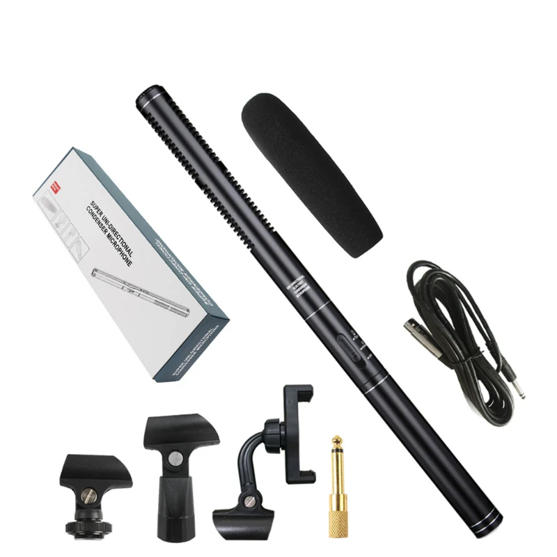 Andoer – Microphone stéréo à condensateur unidirectionnel, pour enregistrement vidéo, Interview, pour caméscope panosonique Sony, Interface XLR