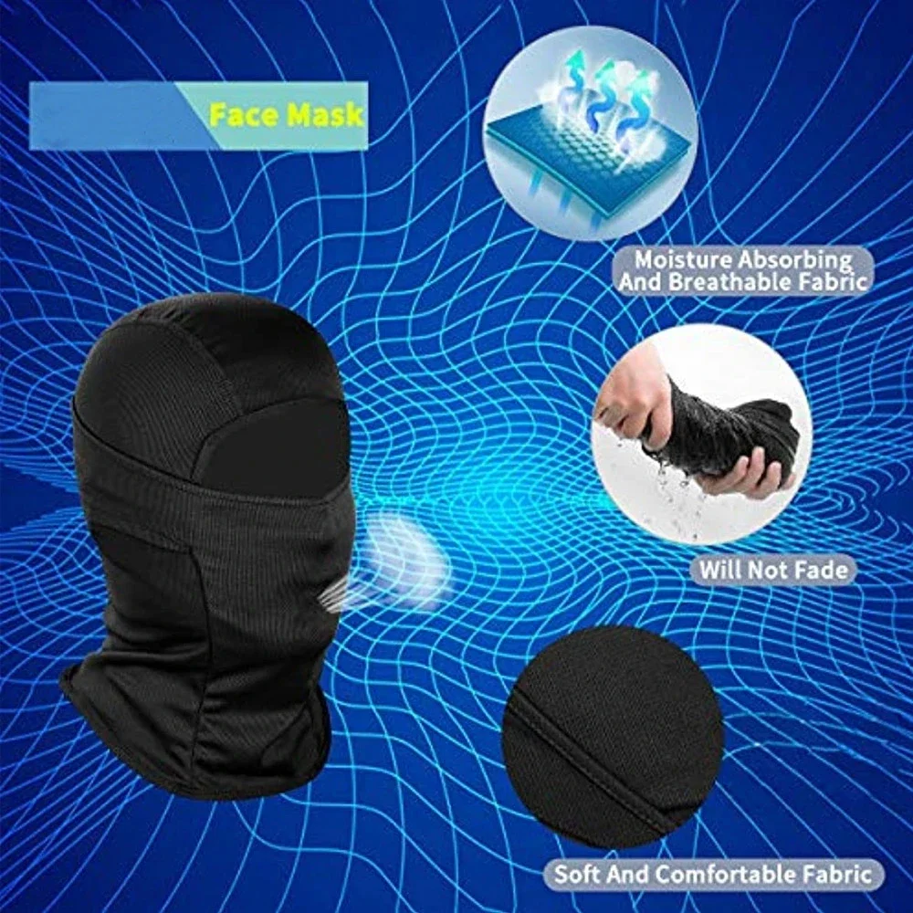 Schwarze Sonnenschutz-Sturmhaube – winddicht, staubdicht, atmungsaktiv, schnelltrocknend, Polyester-Gesichtsmaske für Outdoor-Fahrrad und Motorrad_voghion.com