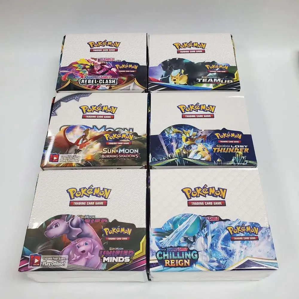 324Pcs Pokemon Cards English Tcg Sun & Moon Shining Fates Rel Clash Darkness Ablaze Booster Box Trading Tag Team Game Toys
