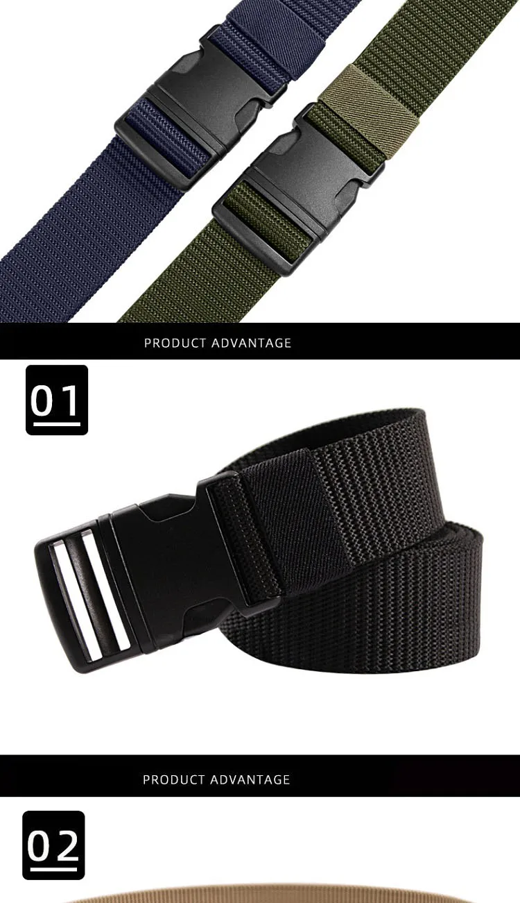 Belt For Men Tactical Nylon Outdoor Multi Functional Canvas Plastic Buckle Waistband High Quality Trouser Men Belt Brown DT043