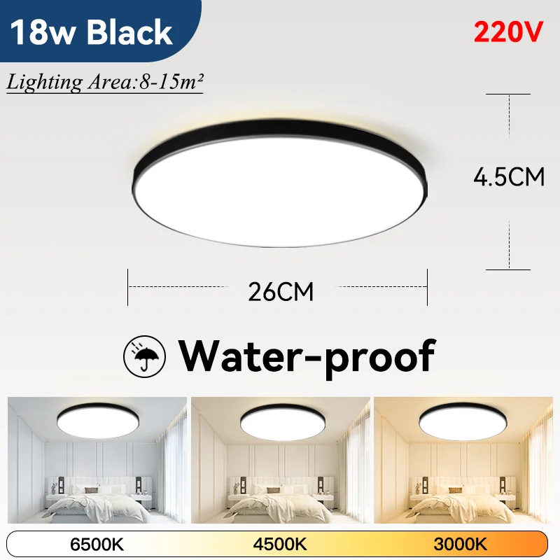 Ip44 إضاءة مقاومة للماء ضوء السقف مصباح الحمام 15...