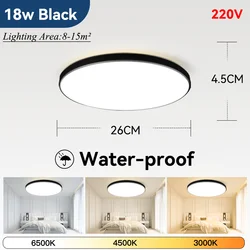 Waterproof LED Ceiling Light for Bathroom, Living Room, and Kitchen (Cold White)
