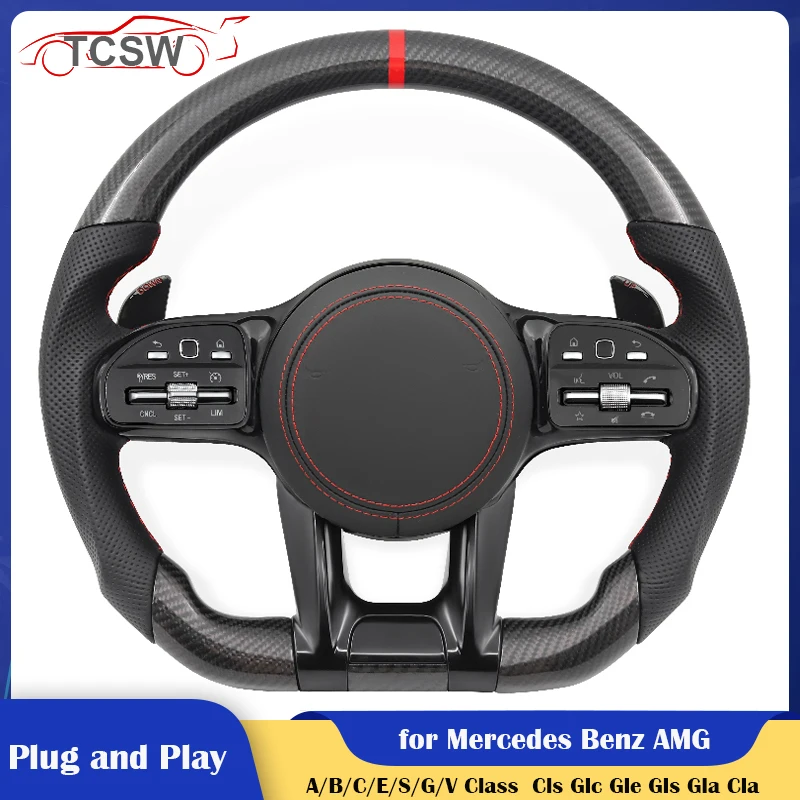 カーボン車のステアリングホイールレッドステッチメルセデスベンツ AMG